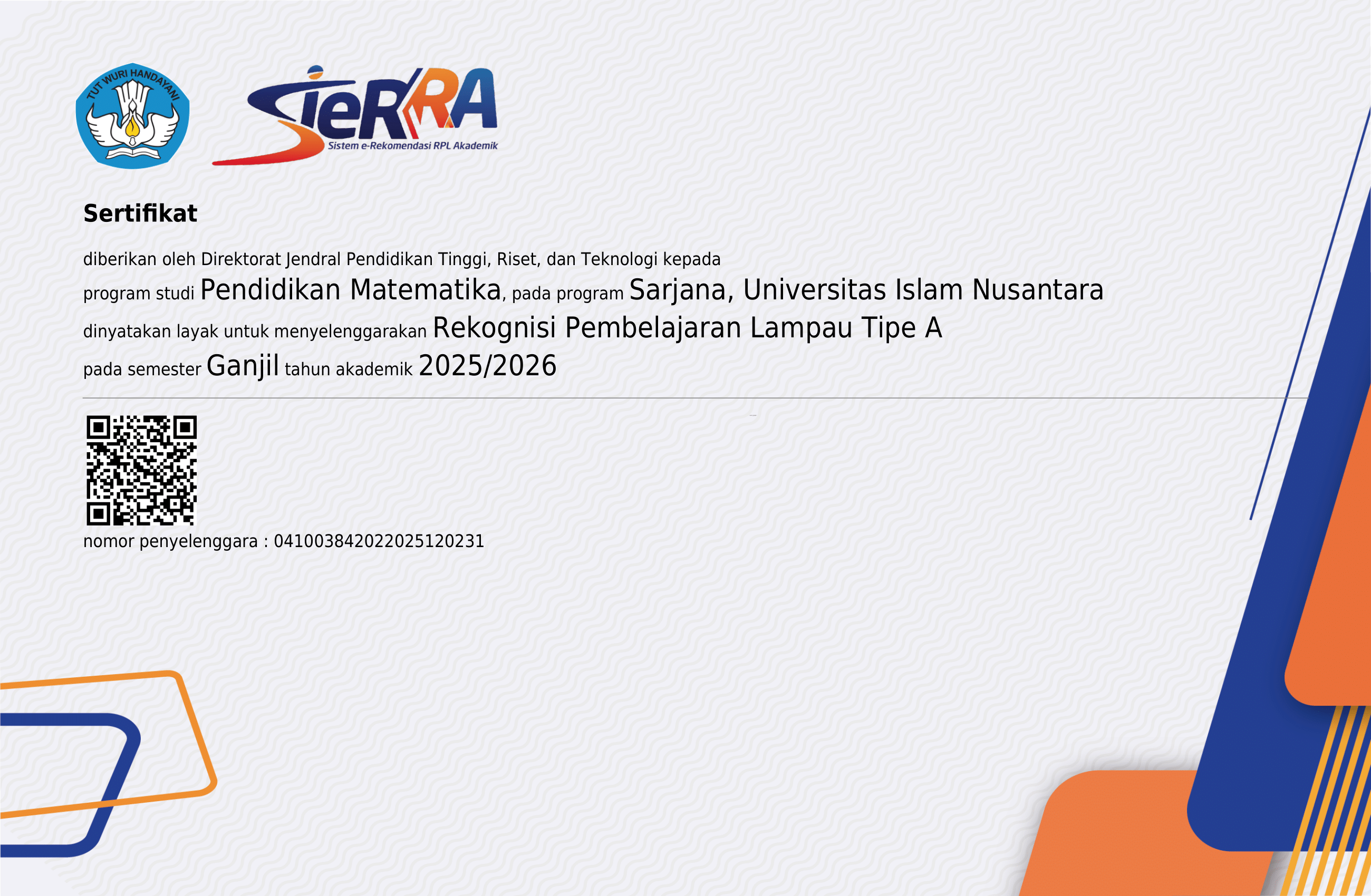Sertifikat RPL Pendidikan Matematika