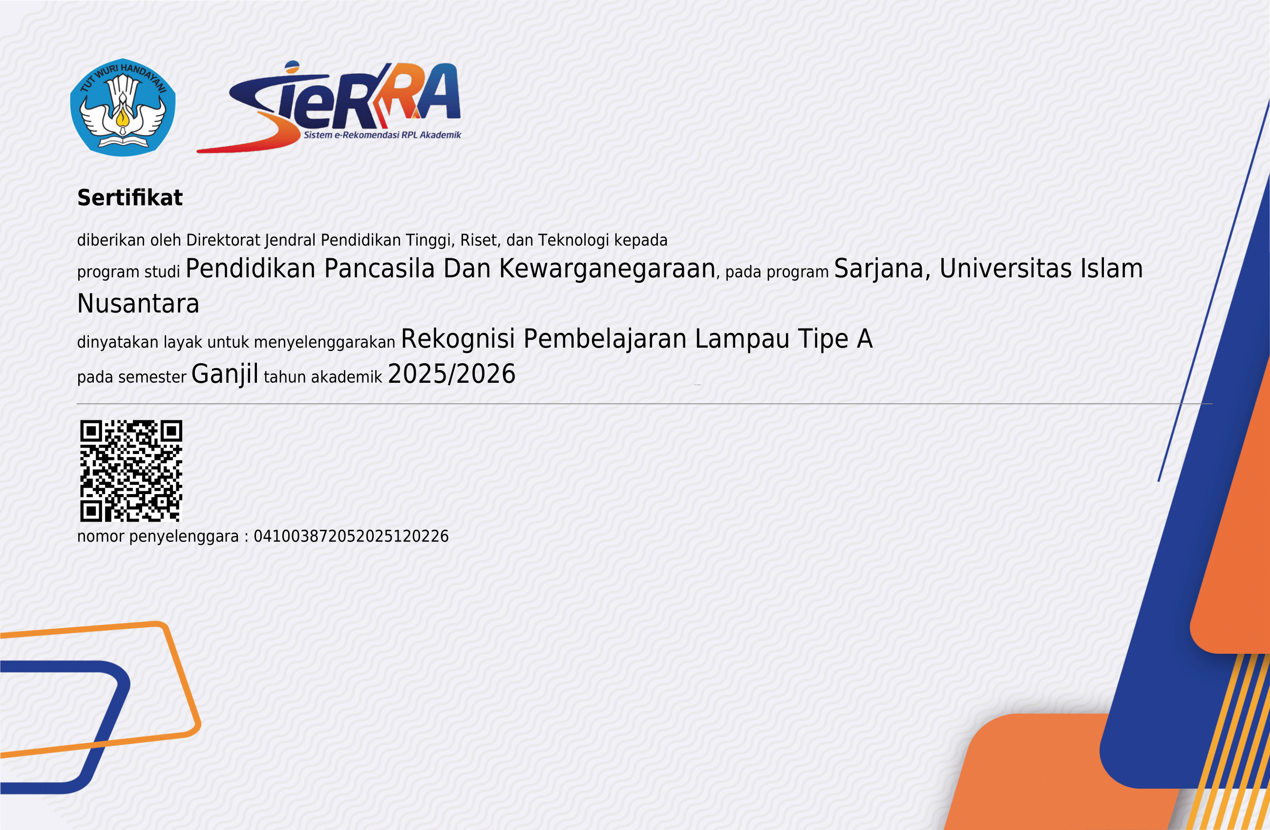 Sertifikat RPL Pendidikan Pancasila dan Kewarganegaraan