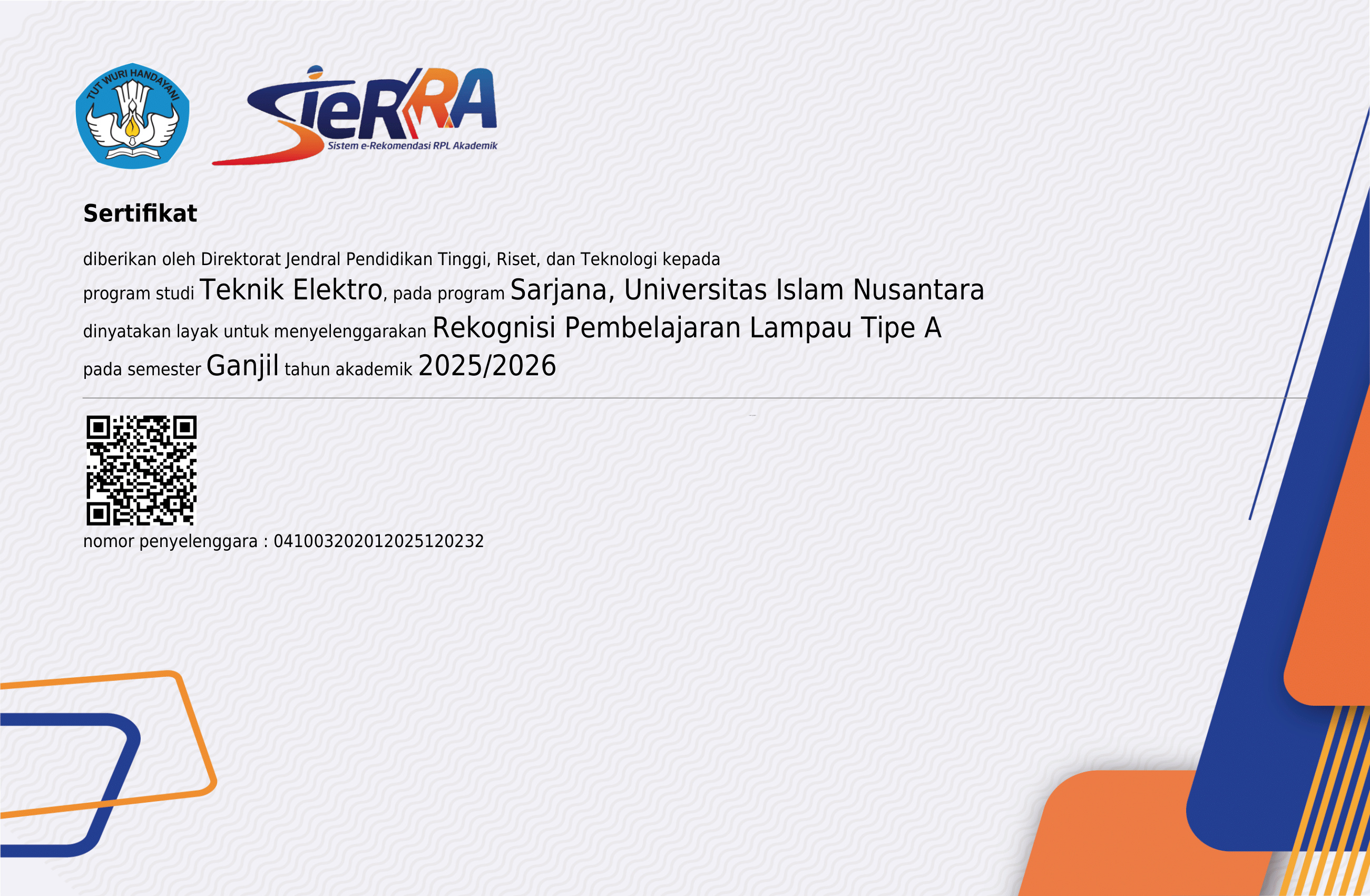 Sertifikat RPL Teknik Elektro